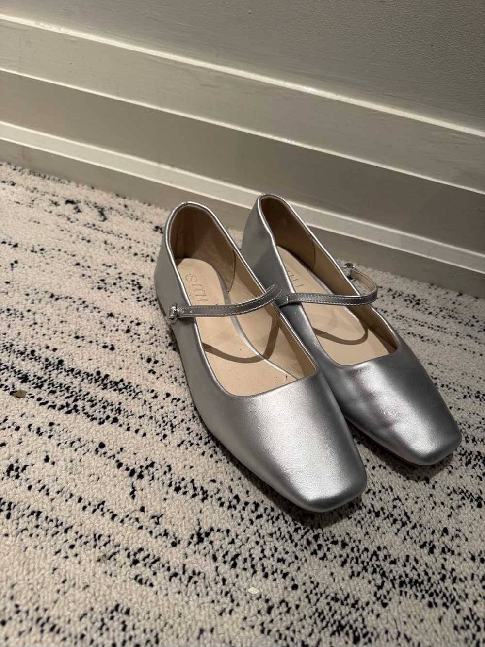 Silver Mary Jane Flats for Women - Elegant Everyday Comfort
